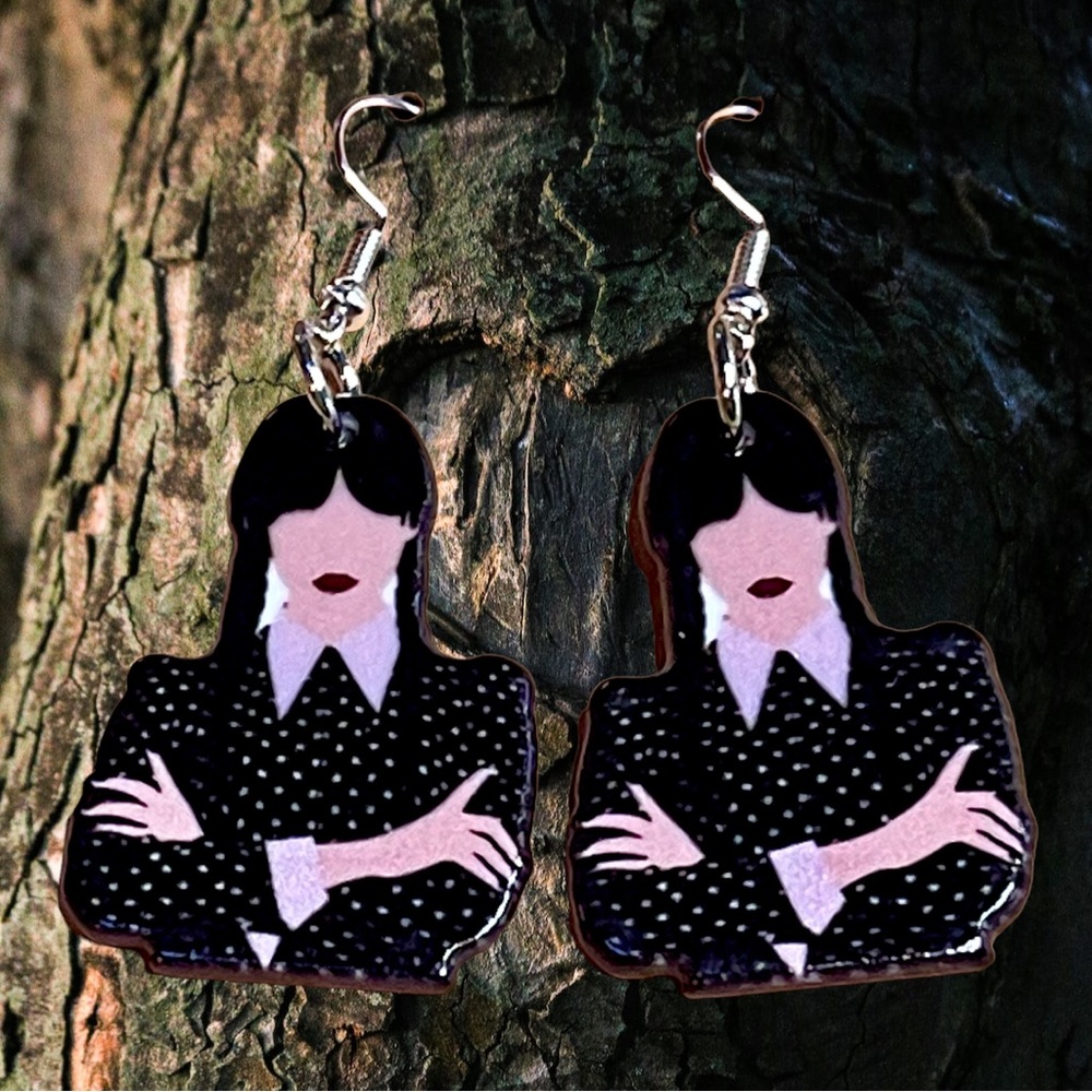 New Wednesday Adams family Halloween earrings